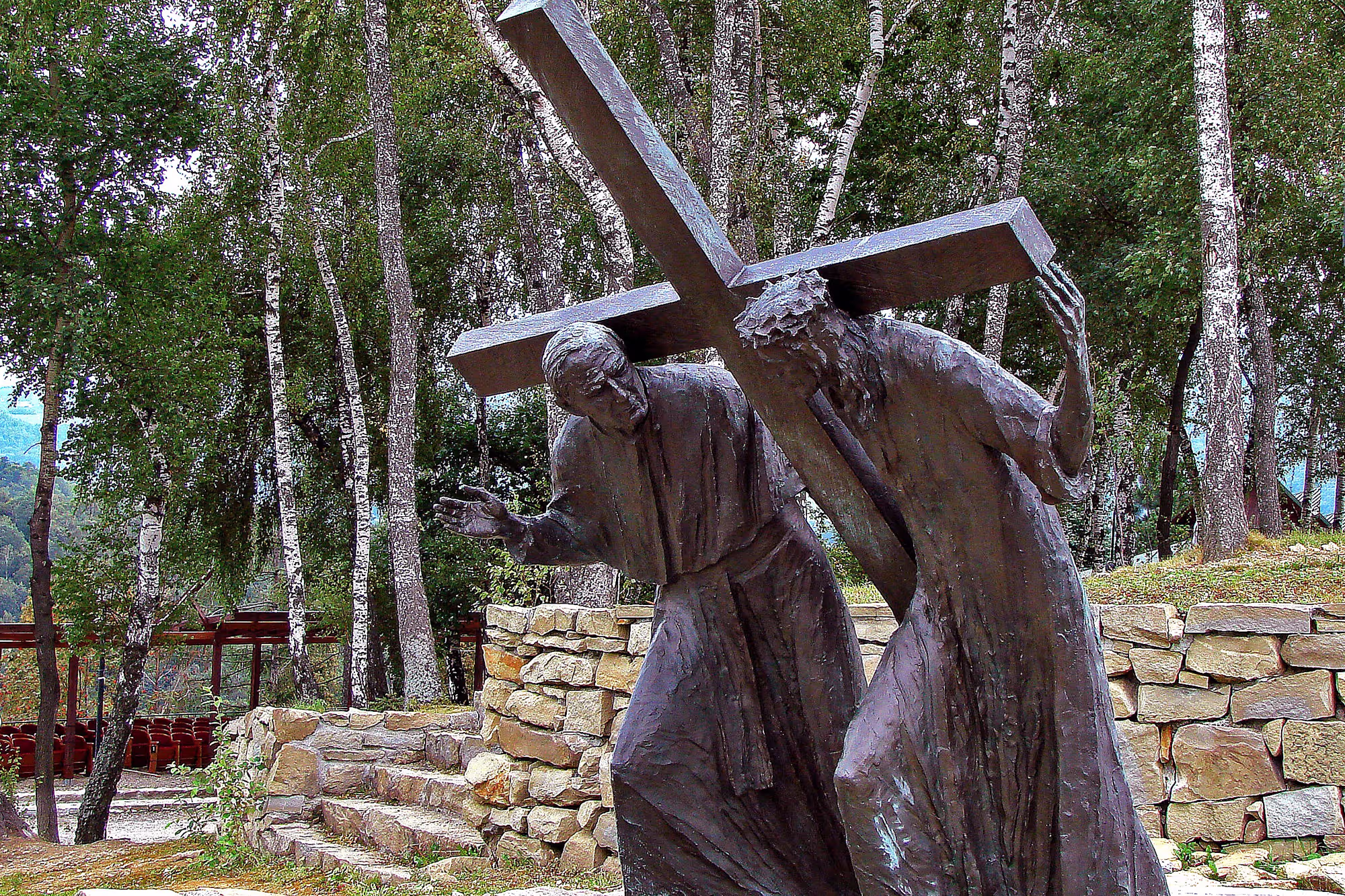 Simon helping Jesus carry the cross